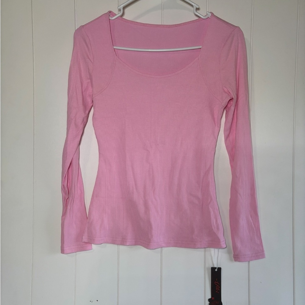 NWT Fitted Pink Long Sleeve Blouse by Afibi size XS